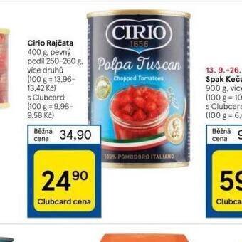Tesco Cirio rajčata nabídka