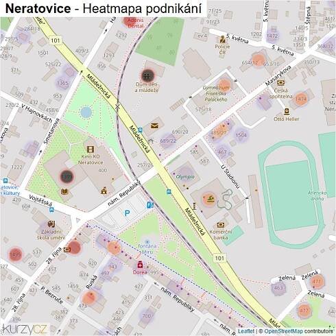 Mapa Neratovice - Firmy v části obce.