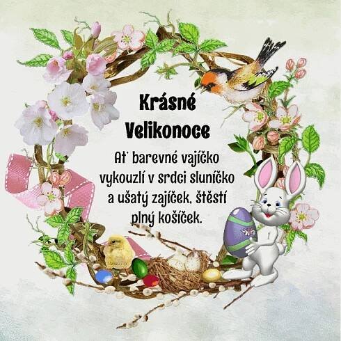 Easter Wreath with Rabbits and Flowers