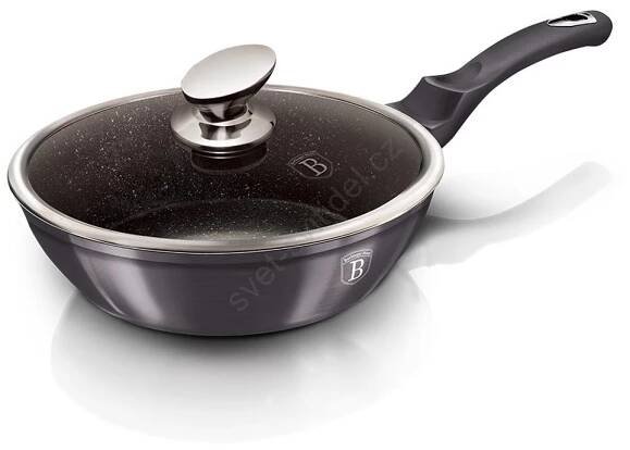 BerlingerHaus - Pánev s mramorovým povrchem + poklice 24 cm černá