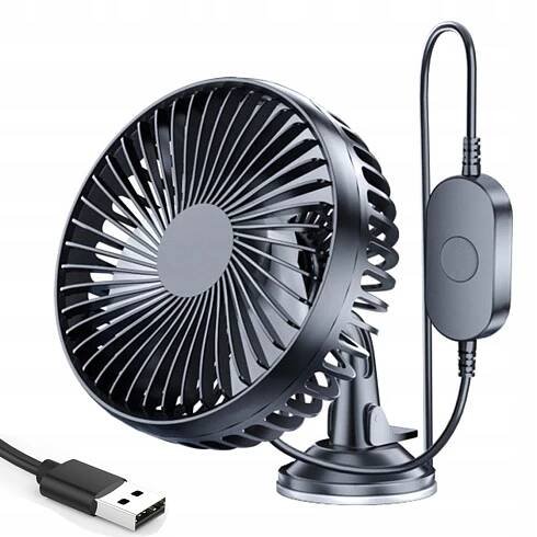 VENTILÁTOR DO AUTA PŘÍSAVKA PŘÍVOD VZDUCHU VĚTRÁK DO AUTA USB 12V 24V 5W