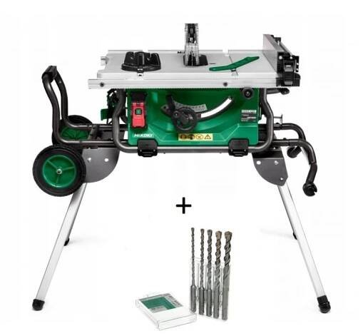 Stolní okružní pila HiKOKI / Hitachi C10RJWAZ včetně stojanu + sada vrtáků SDS-plus 782531