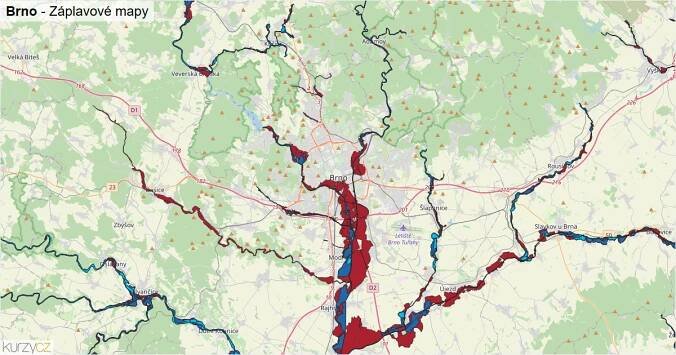 Povodňová mapa Brno