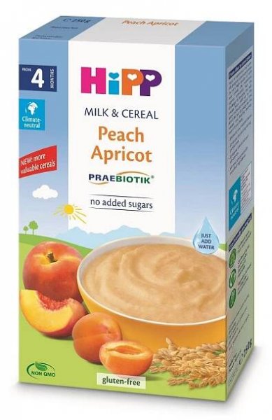 HiPP Kaše mléčná Praebiotik broskev-meruňka od uk. 4.-6.měsíce, 250 g