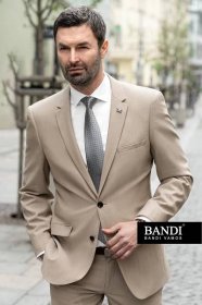 Svetlý pieskový pánsky oblek BANDI Laurenti, Slim Fit