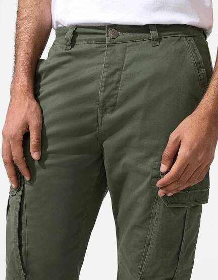 Cargo kalhoty - Rovný střih Straight Fit - zelena