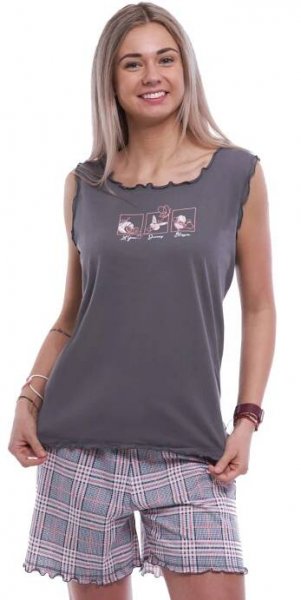 Dámské letní pyžamo z bavlny – kraťasy a top, ideální na doma, na pláž i na výlet 1XL-4XL