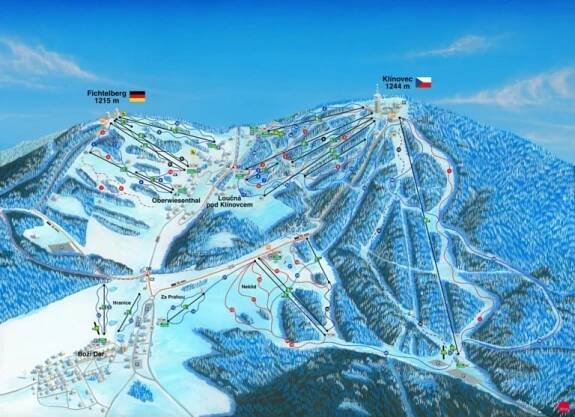 Mapa sjezdovek Fichtelberg - Oberwiesenthal