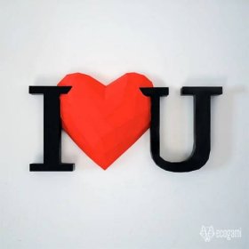 Free sign I LOVE YOU 3D papercraft template