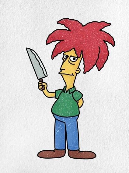 Sideshow Bob Drawing: Step 9