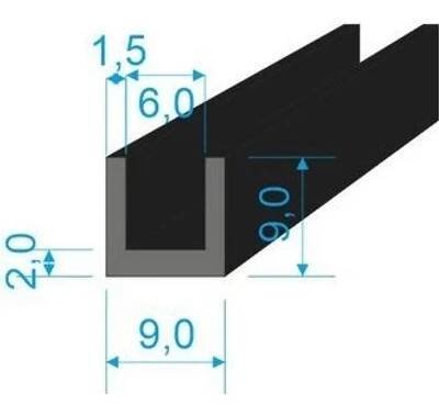 00535090 Pryžový profil tvaru "U", 9x9/6mm, 70°Sh, EPDM, -40°C/+100°C, černý od 45 Kč - Heureka.cz