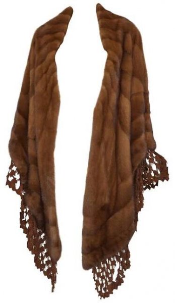Genny Mink Fur Stole with Suede Laser Cut Trim