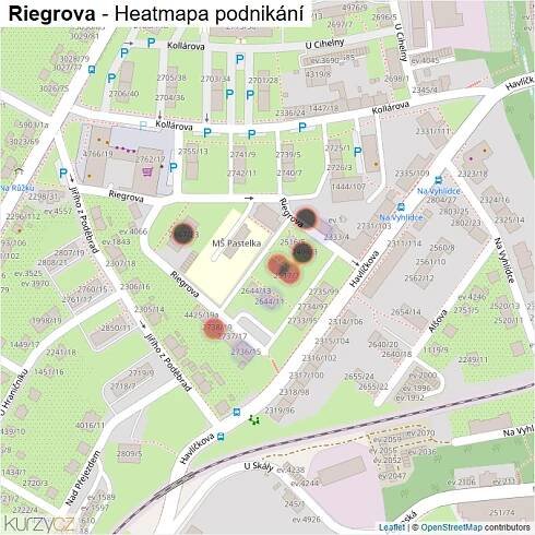 Mapa Riegrova - Firmy v ulici.