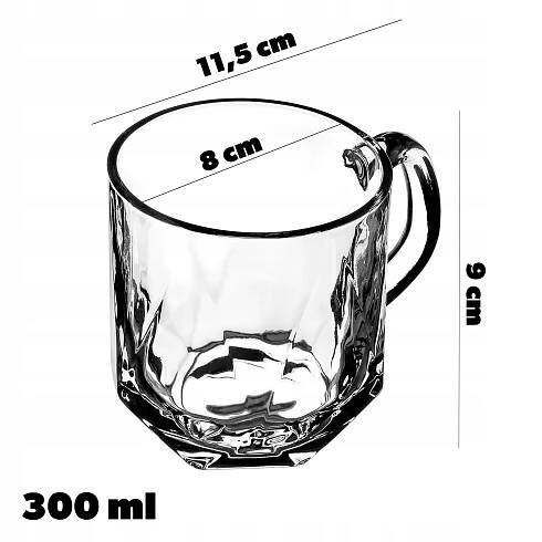 sklenice na kávu, čaj a nápoje 300 ml SKLENICE S UCHEM SADA 4 ks Značka Kadax