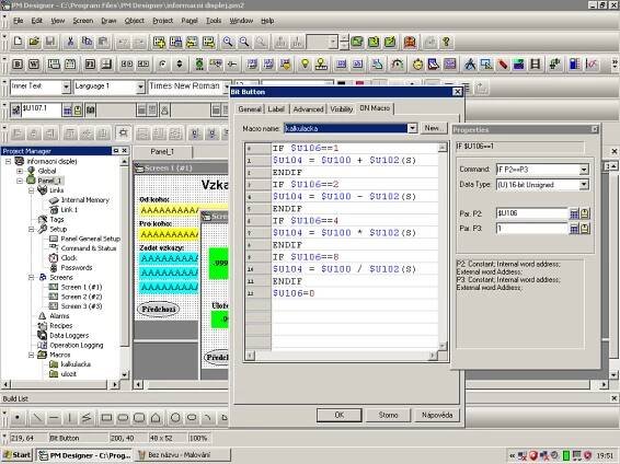 TEST – Dotykový HMI panel Fatek pro PLC – 2. programování panelu | Automatizace.HW.cz