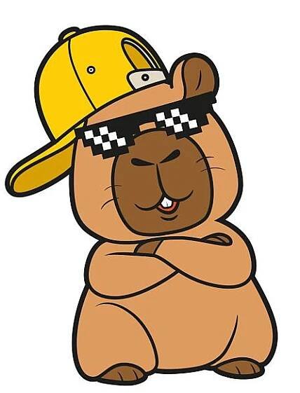 roztomilá kreslená kapybara v čepici a slunečních brýlích na bílém pozadí - kapybara stock ilustrace