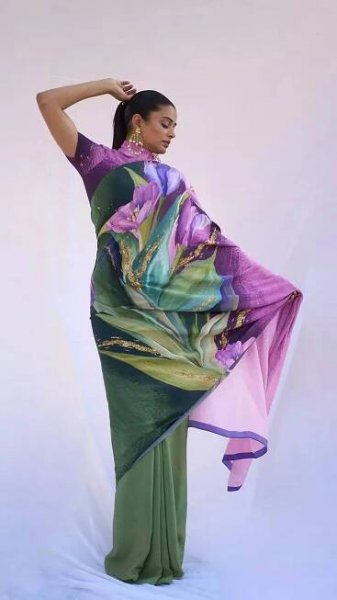 Priyamani shows how to style a saree with a burst of colors