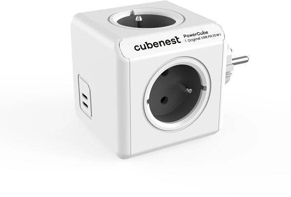 Cubenest Powercube Original USB PD 35W, C+C, 4x zásuvka, bílá/šedá