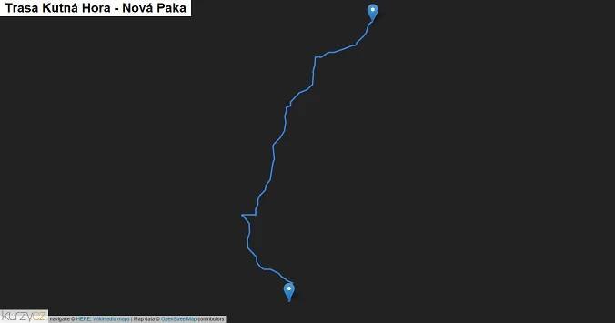 Kutná Hora-Nová Paka, mapa trasy