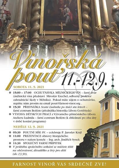 Farnost Vinoř vás srdečně zve na Vinořskou pouť 11. a 12. září 2021 – Městská část Praha-Vinoř