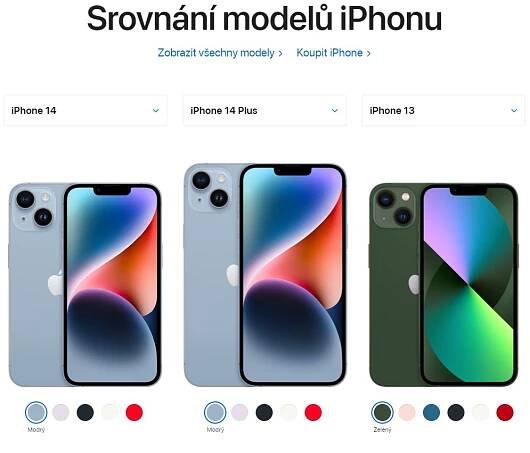 Porovnání: iPhone 14 a iPhone 14 Plus vs. iPhone 13