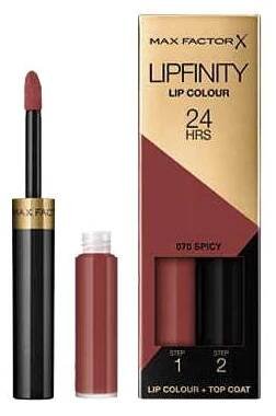 Max Factor Lipfinity Lip Colour 24H dvoufázová tekutá rtěnka s dlouhotrvajícím účinkem 070 spicy, 2,3 ml + 1,9 g