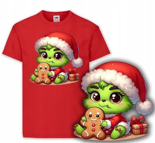 DĚTSKÉ TRIČKO ČERVENÉ - GRINCH NA VÁNOCE DÁREK L 152 cm