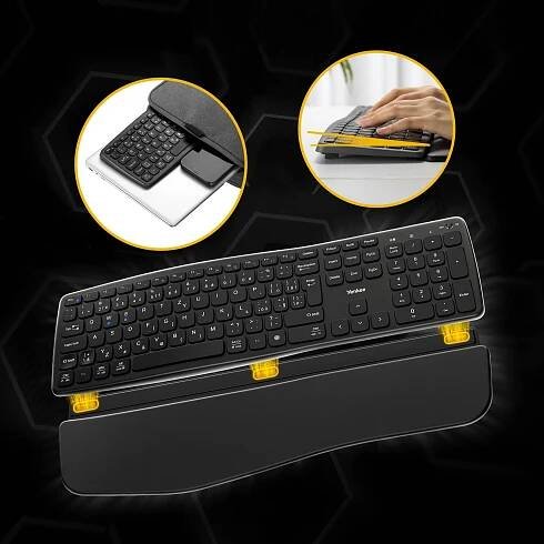 Ergonomická bezdrátová klávesnice s opěrkou zápěstí | YKB 2100 CSBK SWIFT | Yenkee