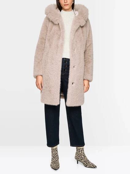 Mantel aus Fake Fur mit Kapuze