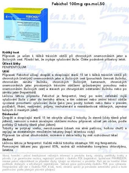 Febichol por.cps.50x100mg | SOS lékárna online, internetová lékárna, léky