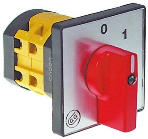 Otočný vypínač 16A ø hřídele 5x5mm L hřídele 15mm přípojka šroub 600V 0 ...