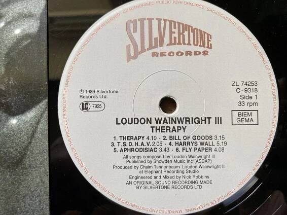 LOUDON WAINWRIGHT III Therapy UK EX 1PRESS 1989 SILVERTONE | Aukro