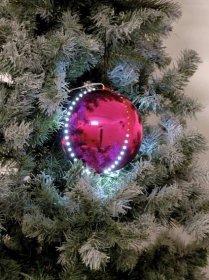 Vánoční dekorace - osvětlené baňky s LED diodami, lesklá růžová, průměr 8 cm, 5 ks