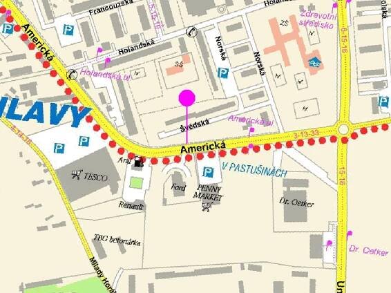 Mapa radarových stanovišť: Kladno