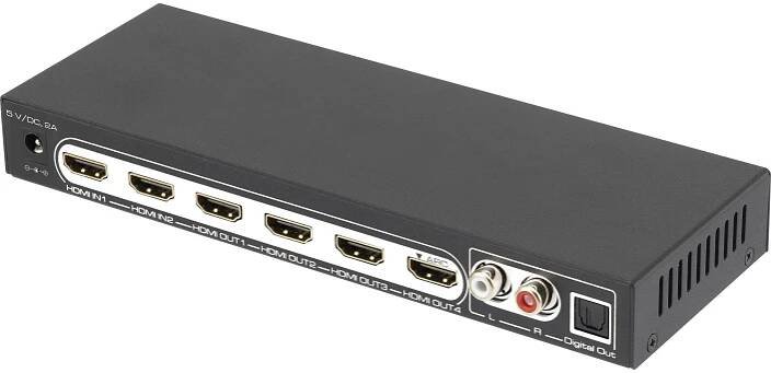 SpeaKa Professional 4 porty HDMI rozbočovač s audio porty, s dálkovým ovládáním 3840 x 2160 Pixel černá : Půhy.cz