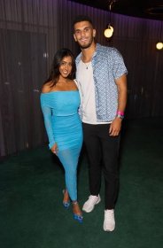 Winter Love Island winners Kai and Sanam looked better than ever as they posed at the premiere party