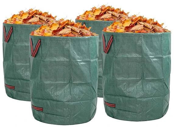 vidaXL Zahradní odpadkové tašky s rukojeťmi 4 kusy Skládací kulaté zelené 300 L, 