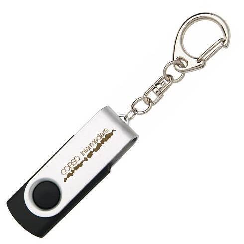 Twister stříbrno-černý USB flash disk,přívěsek, 8GB