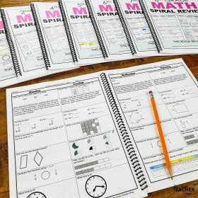 This spiral Math Review system is the most effective resource in my classroom. You can use it for Math Homework, Morning Work, Warm-Ups, or just a Daily Math Review. The weekly math quizzes are perfect for collecting data and grades. Now available for 1st, 2nd, 3rd, 4th, 5th, 6th, 7th, 8th Grade, and High School math. 