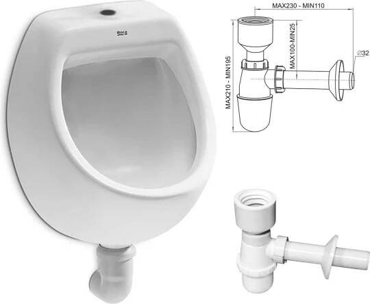 VBChome Set Urinal Inlet Top White Moderní vysoce kvalitní keramický pisoár Vertikální sifon Mini sifonová láhev A50132
