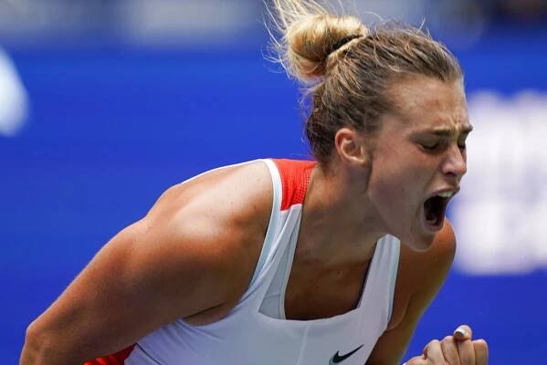 Aryně Sabalenková  zápase proti Karolíně Plíškové v zápase na US Open.