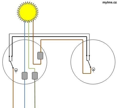 Skutečné zapojení v elektroinstalaci, schéma zapojení vypínačů ke světlům – mylms