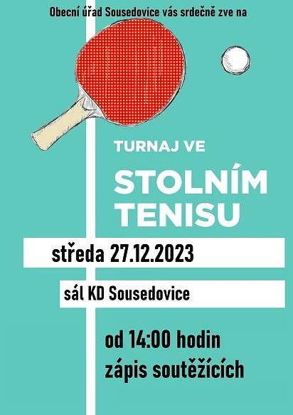 Turnaj- Stolní tenis 27.12.2023 – Obec Sousedovice