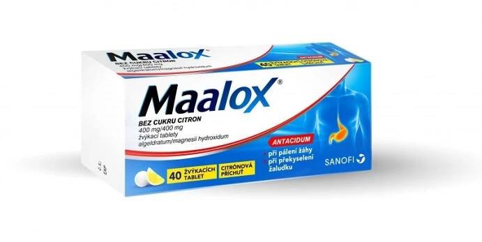 MAALOX citrónová příchuť 40 žvýkacích tablet