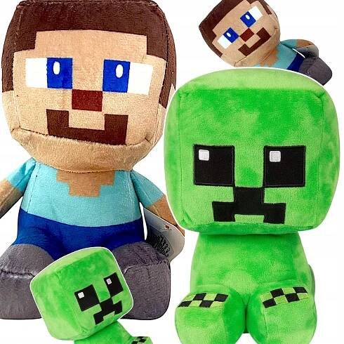 MINECRAFT VODNÍ SVĚT SADA PLYŠOVÝCH MASKOTŮ 2v1 JEZDCI STEVE KRIPER