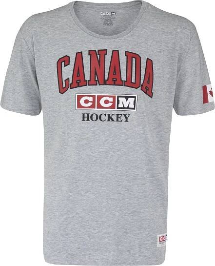 Tričko s krátkým rukávem CCM Canada, pro dospělé, šedé, velikost: L