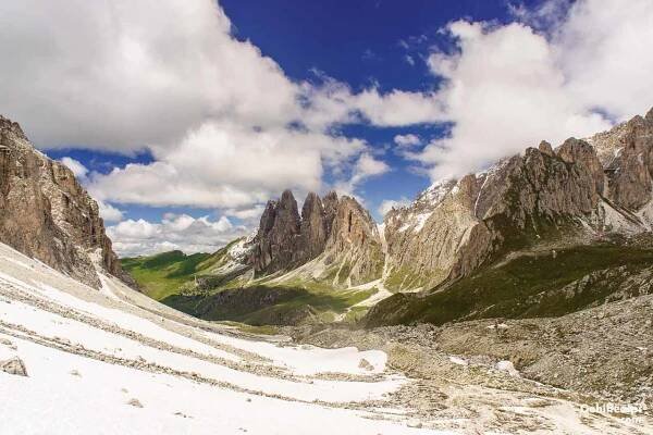 View from Forc. de Sieles to Seceda on Alta Via 2