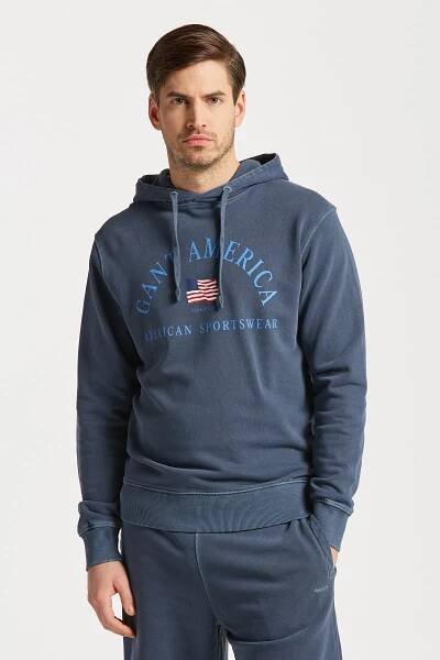 MIKINA GANT SUNFADED USA HOODIE EVENING BLUE
