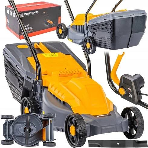 ELEKTRICKÁ SEKAČKA NA TRÁVY 2200 W NŮŽ 32 CM LEHKÁ, VELKÝ ZAHRADNÍ KOŠ 30 L