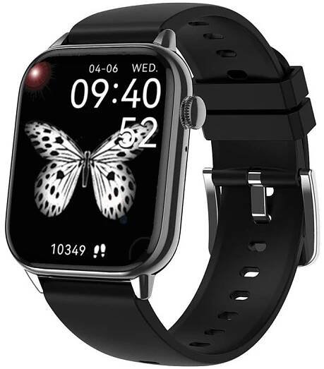 Chytré hodinky Madvell Pulsar s bluetooth voláním a EKG černá s černým silikonovým řemínkem